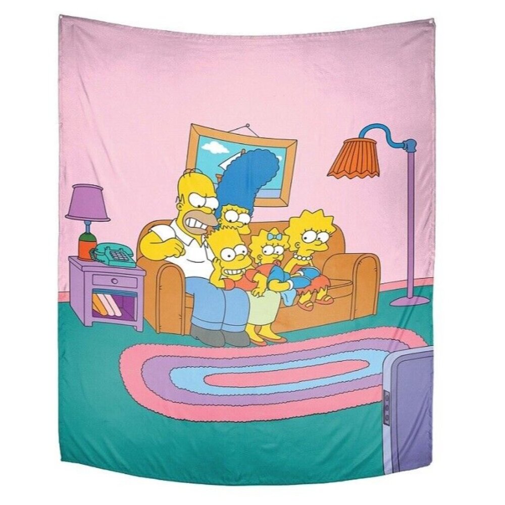 The Simpsons Bart Homer Marge Lisa Wall Hanging Tapestry Gift Cartoon Family NIP